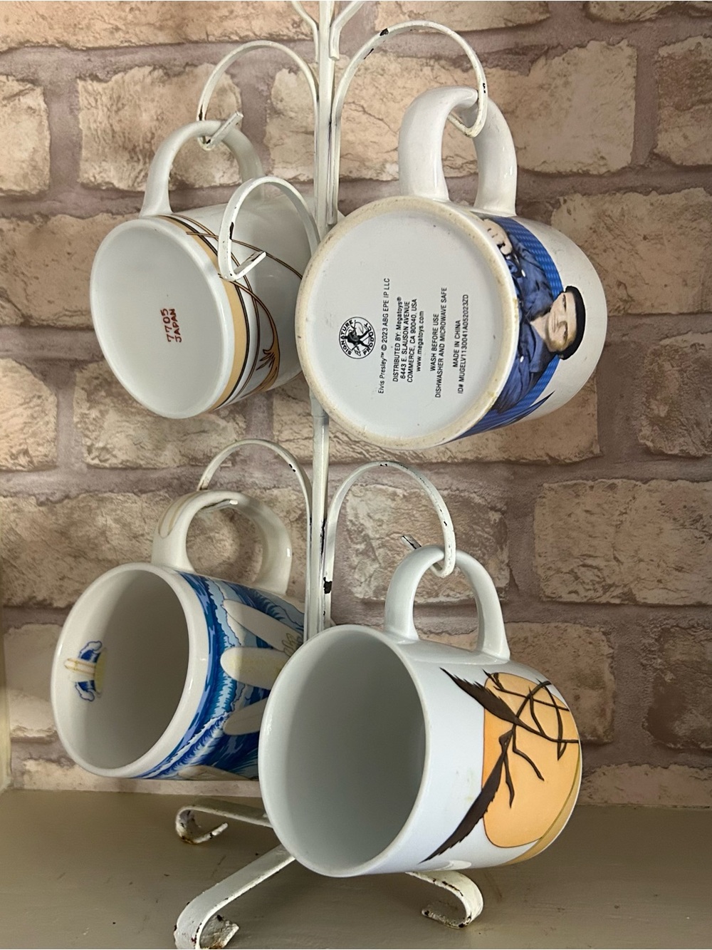 Vintage Shabby Chic Coffee Mug Holder For Coffee Bar Holds 6 Mugs Space Saver - Picture 6 of 9
